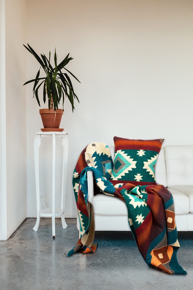 Native Plaid Turquoise van Alpaca Loca - Afbeelding 2