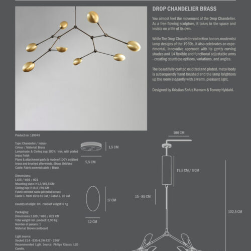 Drop Chandelier Brass van 101 Copenhagen - Afbeelding 4
