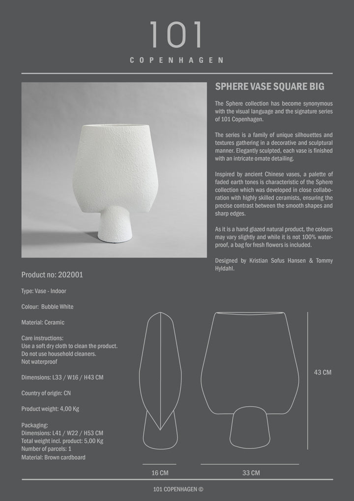 Sphere Vase Square Big - Bubble White van 101 Copenhagen - Afbeelding 4