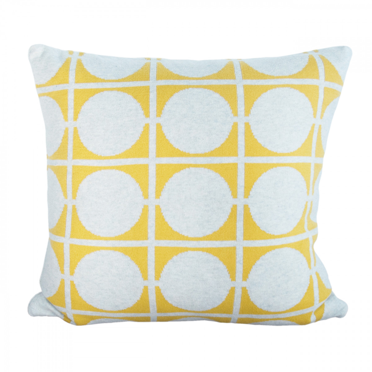 don knit pillow yellow banner